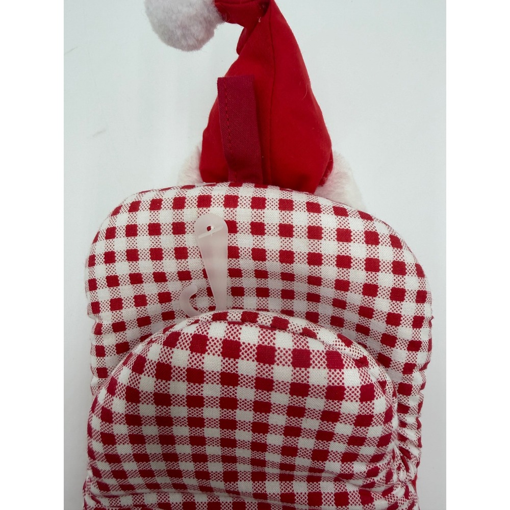 Vintage Mrs Claus Christmas Oven Mitt Red Gingham Check Holiday Kitchen Decor - Picture 5 of 5